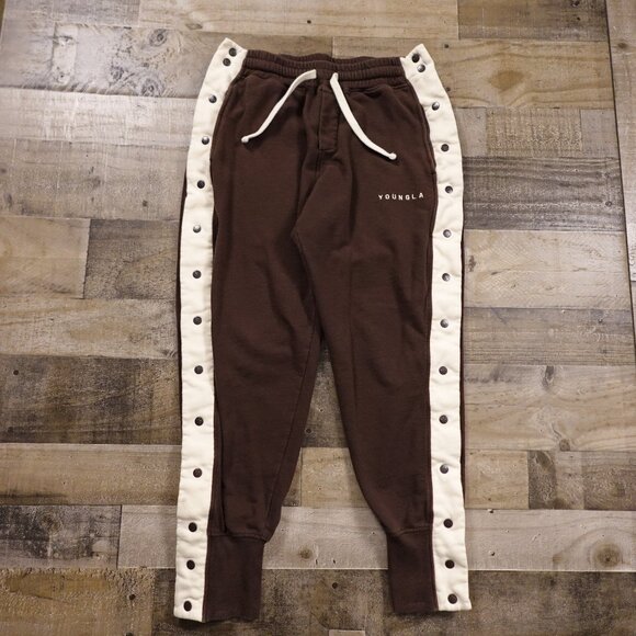 YoungLA Other - YoungLA 90s‎ Tear Away Joggers Men’s XL Brown Cream Snap Track Pants 28” Inseam